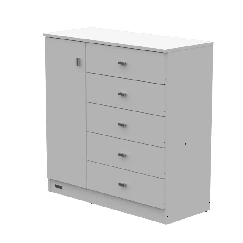 Comoda 5 cajones y puerta BLANCA